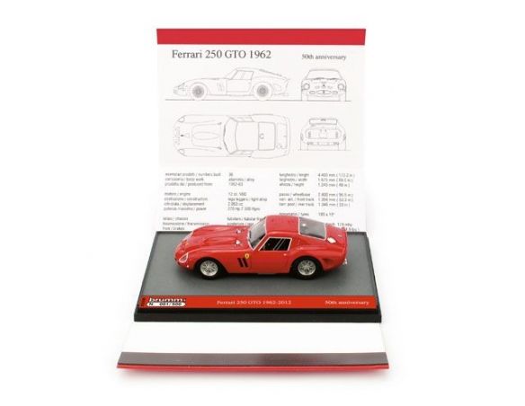 Brumm BMS1250R FERRARI 250 GTO 1962-2012 50th ANNIVERSARIO ED.LIM.500 PCS RED 1:43 Modellino