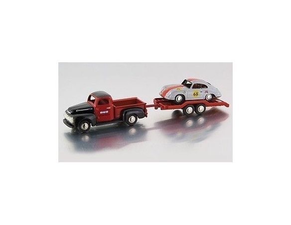 Bub 09302 FORD F100 PICK-UP+TRAILER+PORSCHE 1:87 Modellino