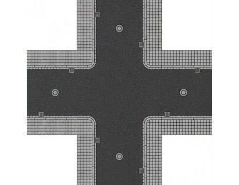 BUSCH 1104 ASFALTO ADESIVO INCROCIO CON MARCIAPIEDI  HO Modellino