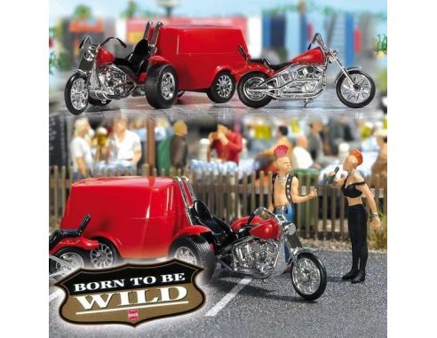 BUSCH 1152 MOTO  2 PEZZI + CARRELLO HO Modellino