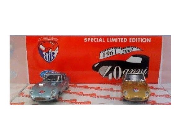 Bialbero 40J COFANETTO 40 ANNI JAGUAR SPIDER ORO+COUPE AZZURRA 1961/2001 Modellino