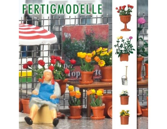 BUSCH 1230 PIANTE CON  MARGHERITE E ROSE  HO Modellino