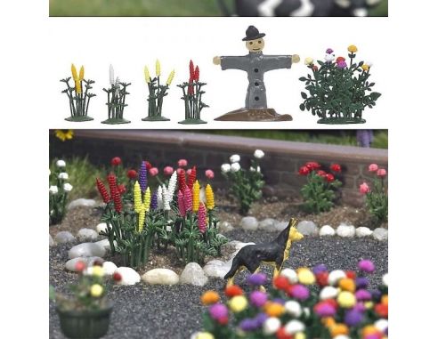 BUSCH 1233 PINTE DI FIORI CON SPAVENTAPASSERI  HO Modellino