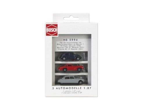 BUSCH 5994 VOLKSWAGEN KAFER MERCEDES CITROEN SET 3 PEZZI  HO Modellino