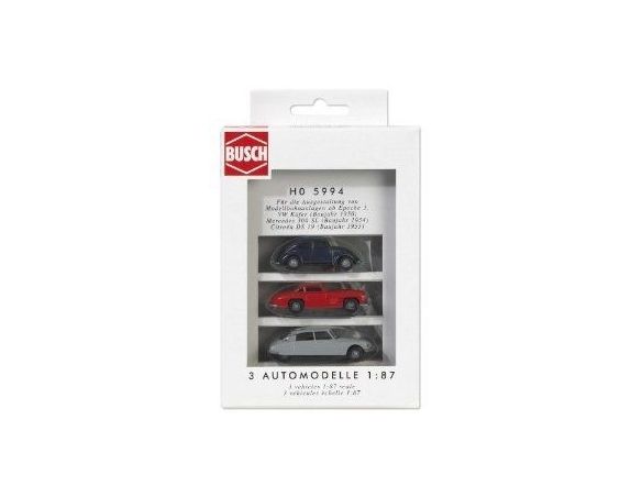 BUSCH 5994 VOLKSWAGEN KAFER MERCEDES CITROEN SET 3 PEZZI  HO Modellino
