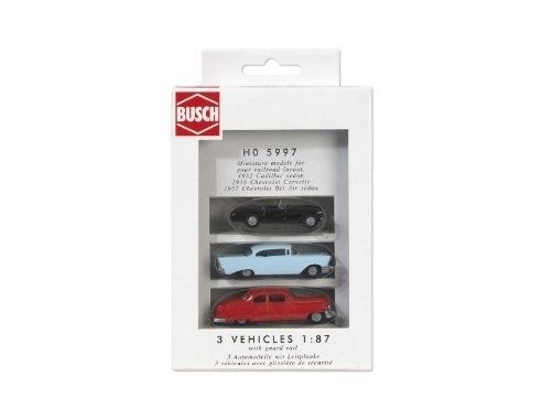 BUSCH 5997 CADILLAC CHEVROLET CORVETTE CHEVROLET BEL AIR SET 3 PEZZI  HO Modellino