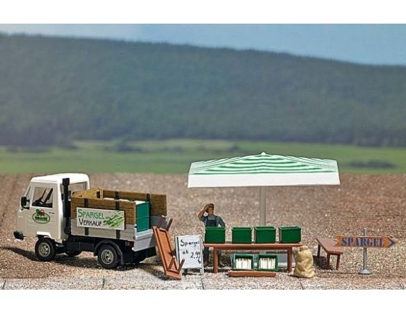 BUSCH 7726 BANCO DI ASPARAGI & FURGONE HO Modellino