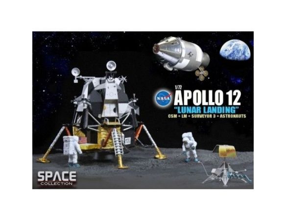 DRAGON SPACE COLLECTION 50387 NASA APOLLO 12 LUNAR LANDING CSM + LM + SURVEYOR 3 + ASTRONAUT Modellino