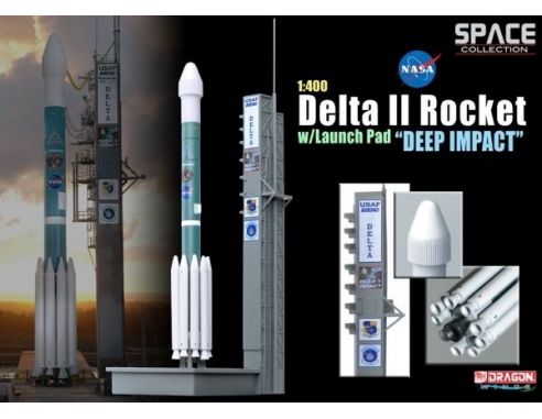 DRAGON SPACE COLLECTION 56243 DELTA II ROCKET WITH LAUNCH PAD DEEP IMPACT Modellino