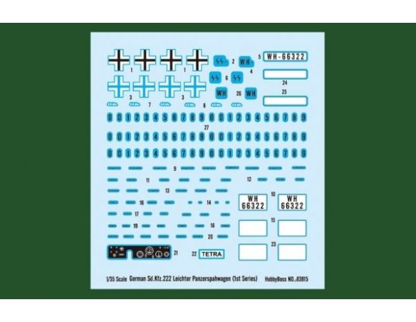 HOBBY BOSS KIT 83815 GERMAN SD.KFZ.222 LEICHTER PANZERSPAHWAGEN 1st SERIES Modellino