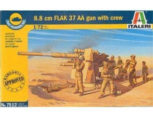 Italeri IT7512 8,8 cm FLAK 37 GUN W/CREW KIT 1:72 Modellino