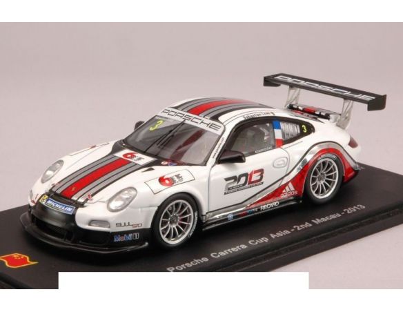 Spark Model SA042 PORSCHE CARRERA 997 GT3 N.3 2nd MACAU 2013 SEBASTIEN LOEB 1:43 Modellino