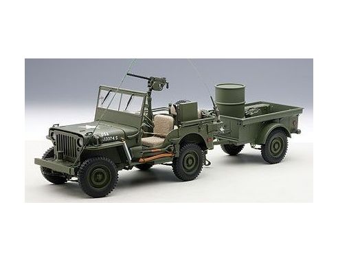Auto Art / Gateway AA74016 JEEP WILLYS WITH TRAILER & ACCESSORIES 1:18 Modellino