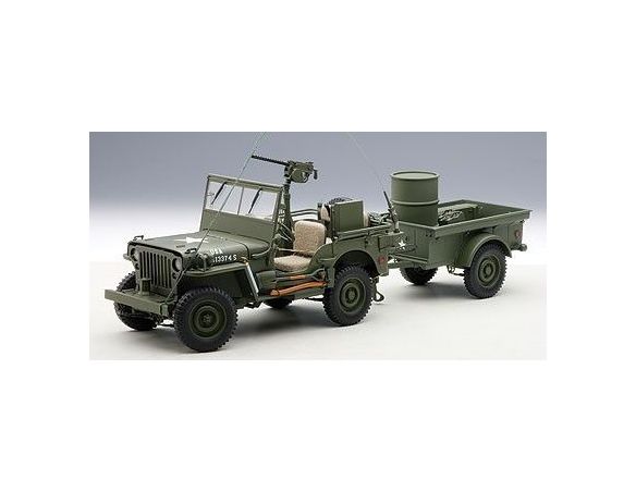 Auto Art / Gateway AA74016 JEEP WILLYS WITH TRAILER & ACCESSORIES 1:18 Modellino