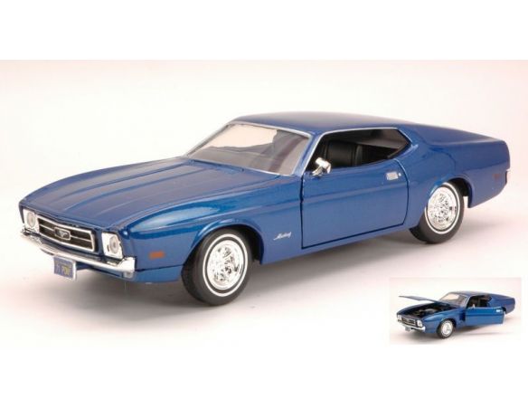 Motormax MTM73327BL FORD MUSTANG SPORTSROOF 1971 BLUE 1:24 Modellino