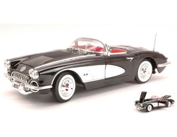 Motormax MTM73109BK CHEVROLET CORVETTE 1958 BLACK 1:18 Modellino