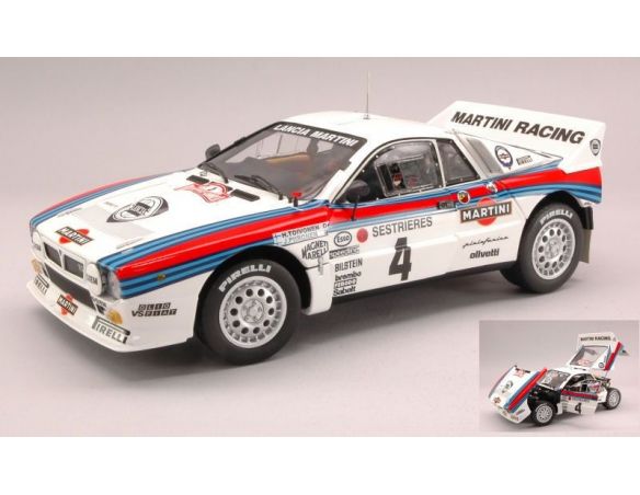 Kyosho KY8302D LANCIA 037 MARTINI N.4 6th MONTE CARLO 1985 TOIVONEN-PIIRONEN 1:18 Modellino