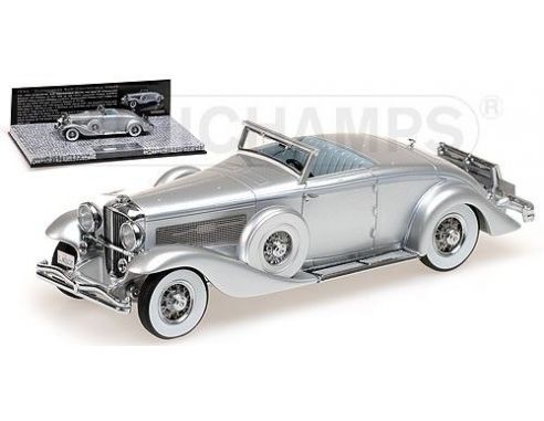 Minichamps PM437150330 DUESENBERG SJN SUPERCHARGED CONVERTIBLE COUPE' 1936 SILVER 1:43 Modellino