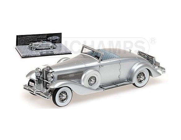 Minichamps PM437150330 DUESENBERG SJN SUPERCHARGED CONVERTIBLE COUPE' 1936 SILVER 1:43 Modellino