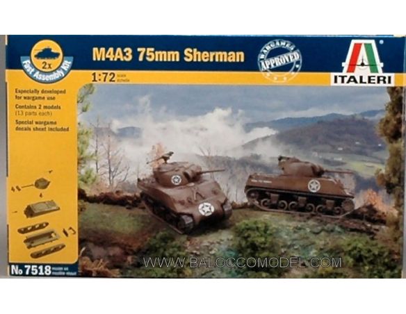 Italeri IT7518 SHERMAN M4 A3 KIT 1:72 Modellino