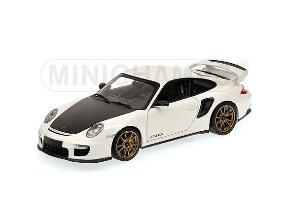 MINICHAMPS 100069406 PORSCHE 911 997 II GT2 RS 2011 WHITE WITH GOLD WHEELS Modellino