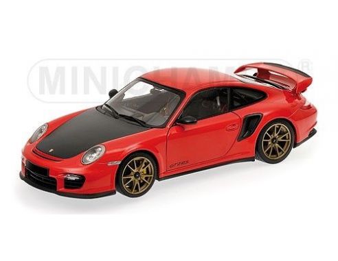 Minichamps PM100069408 PORSCHE 911 997 II GT2 RS 2011 RED WITH GOLD WHEELS 1:18 Modellino
