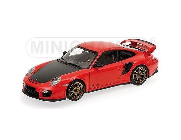 Minichamps PM100069408 PORSCHE 911 997 II GT2 RS 2011 RED WITH GOLD WHEELS 1:18 Modellino