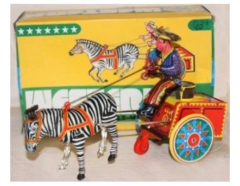 Die Blechfabrik 852 CARROZZA CON UNA ZEBRA GALOPPO Modellino