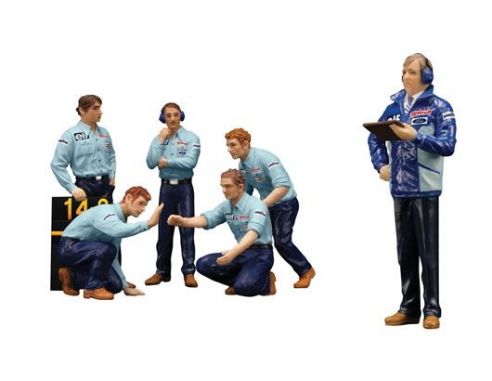True Scale Miniatures TSM12AC12 F1 PIT CREW FIGURINES TEAM TYRRELL 1976 SET OF 6 1:18 Modellino