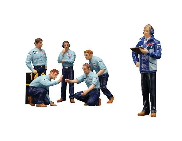 Set de 6 figuras F1 Pit Crew Team Tyrrell (1976) True Scale Model TSM12AC10 1/18