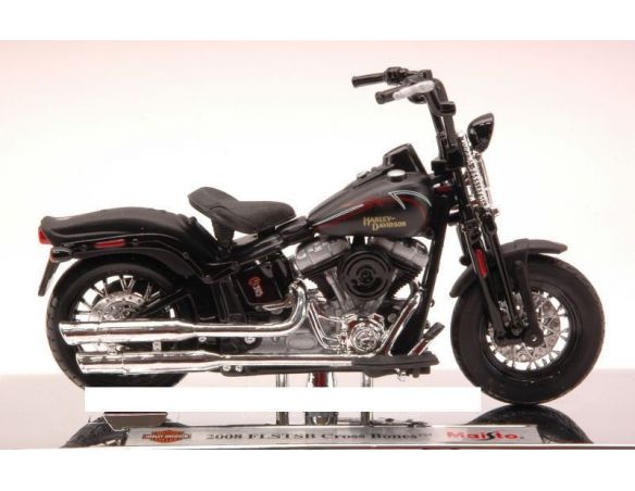 Maisto MI09190 HARLEY DAVIDSON FLSTSB CROSS BONES 2008 MATT BLACK 1:18 Modellino