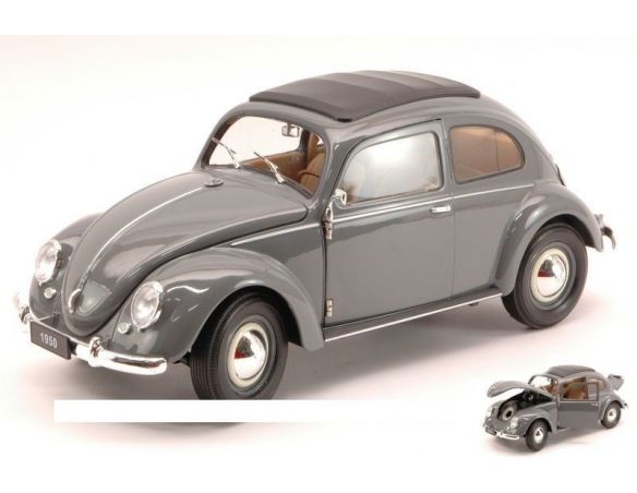 Welly WE8040 VW CLASSIC BEETLE 1952 MOUSE-GREY 1:18 Modellino