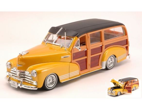 Welly WE0831 CHEVROLET FLEETMASTER 1948 GOLD-WOOD-BLACK 1:24 Modellino