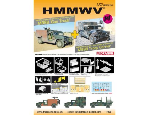 Dragon D7309 HMMWV GUN TRUCK & TROOP CARR. Modellino