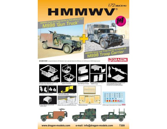 Dragon D7309 HMMWV GUN TRUCK & TROOP CARR. Modellino
