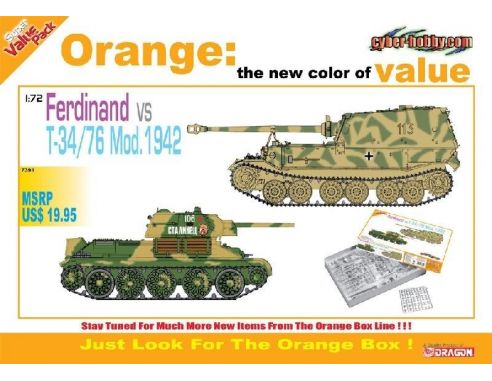 Dragon D7391 CH FERDINAND T-34/76 MOD.1942 KIT 1:72 Modellino