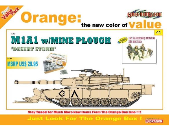 Dragon D9141 CH M1A1 W/MINE PLOUGH DESERT STORM KIT 1:35 Modellino