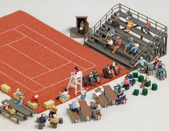 BUSCH 1142 TRIBUNA – TAVOLI – PANCHE HO Modellino