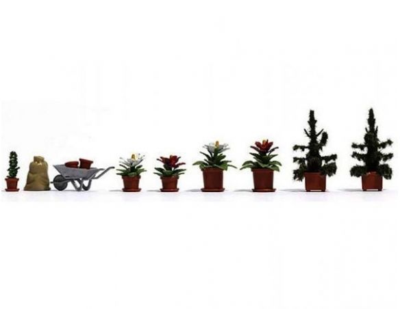 BUSCH 1235 VASI CON PIANTE E FIORI HO Modellino