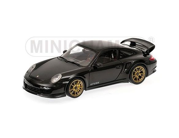 MINICHAMPS 100069402 PORSCHE 911 997 II GT2 RS 2011 BLACK WITH GOLD WHEELS Modellino