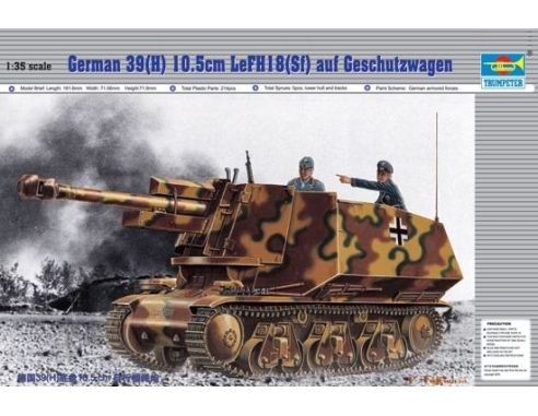TRUMPETER 00353 GERMAN 39(H) 105mm AUF GESCHUTZWAGEN Modellino