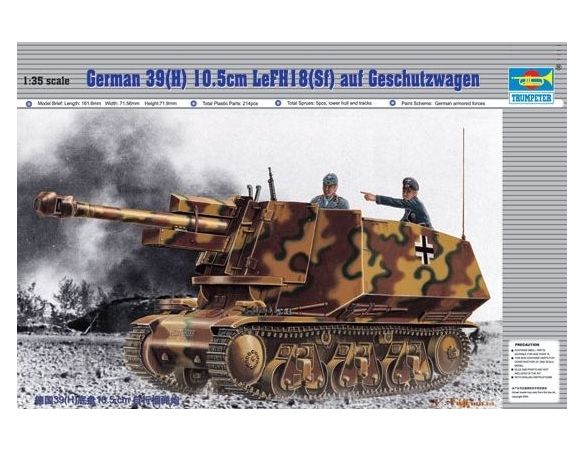 TRUMPETER 00353 GERMAN 39(H) 105mm AUF GESCHUTZWAGEN Modellino
