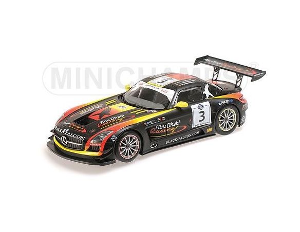 MINICHAMPS 151133103 MERCEDES BENZ SLS AMG GT3 AK QUBAISI SCHNEIDER BLEEKEMOELEN WINNER GULF 12H ABU DHABI 2013 Modellino