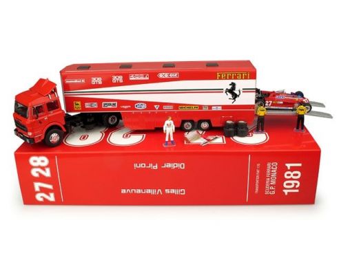 Brumm BMTS01 FIAT 170 + FERRARI 126CK T-CAR N.27 + FIGURA GILLES + 2 MECCANICI 1:43 Modellino