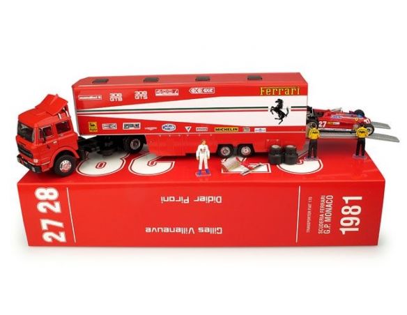 Brumm BMTS01 FIAT 170 + FERRARI 126CK T-CAR N.27 + FIGURA GILLES + 2 MECCANICI 1:43 Modellino