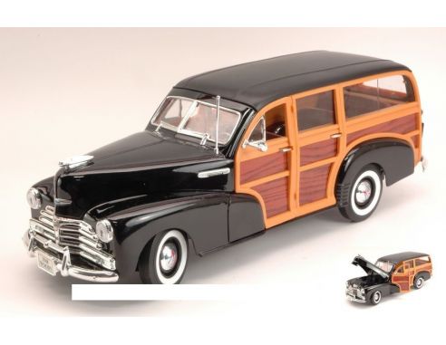 Welly WE9848 CHEVROLET FLEETMASTER 1948 BLACK/WOODY 1:18 Modellino