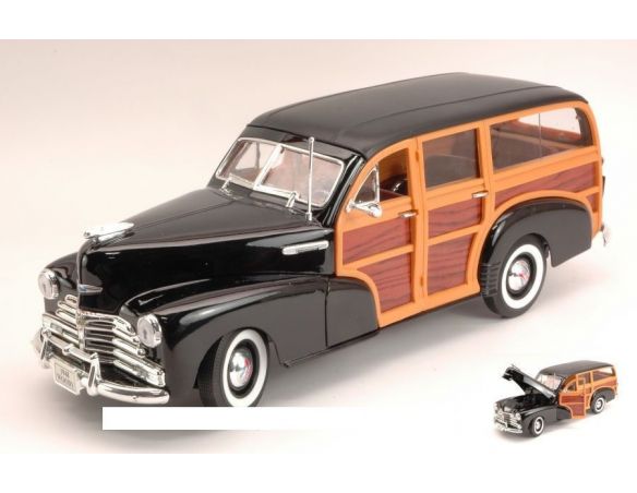 Welly WE9848 CHEVROLET FLEETMASTER 1948 BLACK/WOODY 1:18 Modellino
