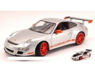 Welly WE8015S PORSCHE 911 GT3 RS 2007 GREY WITH ORANGE STRIPS 1:18 Modellino