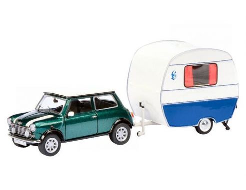 Schuco SH2415 MINI COOPER WITH CARAVAN 1:43 Modellino