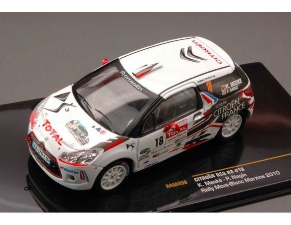 Ixo model RAM458 CITROEN DS3 R3 N.18 RALLY MONT-BLANC MORZINE 2010 MEEKE-NAGLE 1:43 Modellino